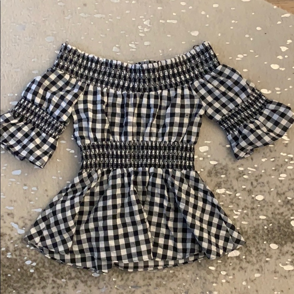 Gingham off the shoulder top